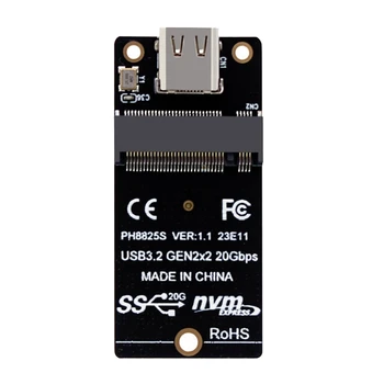 1 KOM Adapter SSD M. 2 za Type C ASM2364 NVME Riser Board Crna Naknada za pretvorbu 20 Gbit/s 2000 Mb/s Za SSD 2230/42/60/80 - Slika 1  