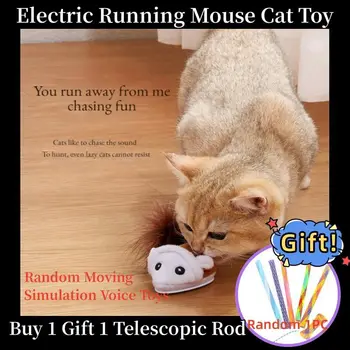 Pametna dirinčenje miš, Interaktivni miš sa slučajnim kretanjem, Električni plišani miš, igračke-mozgalice za mačke, siguran mače, Pliš igračke za samostalno igre - Slika 1  