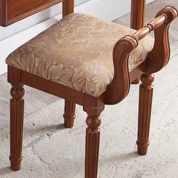Američki stolici za šminkanje od punog drveta, Europska Toaletni Stolica sa naslonom, Toaletni stočić, stolica za namještaj za spavaće sobe, dnevni boravak, Otoman - Slika 1  