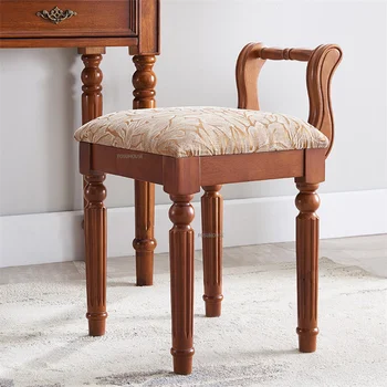 Američki stolici za šminkanje od punog drveta, Europska Toaletni Stolica sa naslonom, Toaletni stočić, stolica za namještaj za spavaće sobe, dnevni boravak, Otoman - Slika 2  