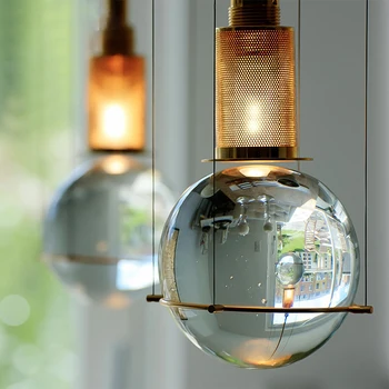 Kristalna kugla u постмодернистском stilu s jednom glavom, led viseće svjetiljke E27, Američka led stropne lampe za unutarnje rasvjete, rasvjetna tijela Lamparas, led žarulje - Slika 2  