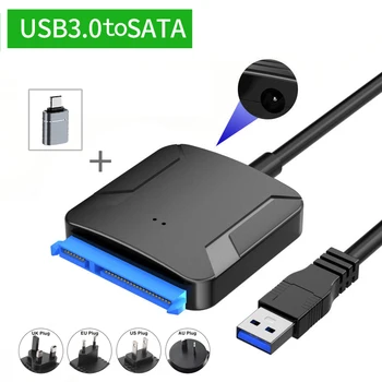 Kabel-ac adapter za USB 3.0 na Sata, SATA III Pretvarač Tvrdog Diska, USB 3.0 Adapter Tvrdog Diska za 3,5 /2,5 Vanjski Tvrdi disk, SSD Adapter - Slika 1  