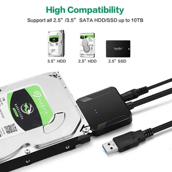 Kabel-ac adapter za USB 3.0 na Sata, SATA III Pretvarač Tvrdog Diska, USB 3.0 Adapter Tvrdog Diska za 3,5 /2,5 Vanjski Tvrdi disk, SSD Adapter - Slika 2  
