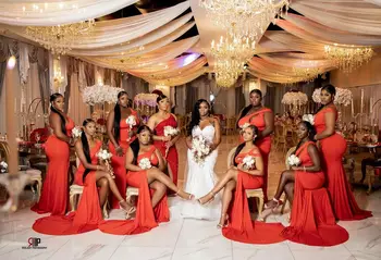 Afrički Nigerijski jednostavne haljine djeverušama-русалочек za crnaca djevojaka na jedno rame, duga do poda, vjenčanice za goste velike veličine - Slika 1  