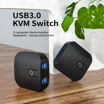 USB3.0 KVM Preklopnik 2x1 KVM Preklopnik 2 Porta USB2.0 Ukupni KVM Switch 2x1 Prekidač-Razdjelnik za Zajedničko Korištenje Pisača Tipkovnice i Miša - Slika 1  
