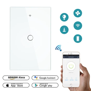 NOVI WiFi RF433 Smart Touch Switch 2/3 Way Smart Life/Tuya App Control, Alexa Home Voice Control 1/2/3/4 Gang EU - Slika 1  