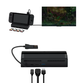 Uređaj za čitanje 4 Utor Kartice, Prekidač za grafičke kartice 4K UHD, kompatibilnu s HDMI Dock, Stalak za Nintend Switch/OLED/NS/TV Monitor - Slika 1  