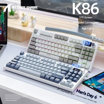 K86 TFT Zaslon s hot-swap RGB 2.4 G Bežična tipkovnica Bluetooth трехмодельного tipa za ured, mobilni telefon, uz vaše isključenje zvuka, tablet, laptop, desktop računalo - Slika 1  