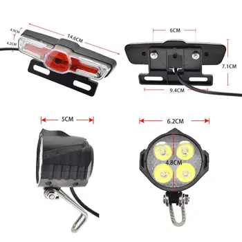 Vodootporni komplet za prednja i stražnja signalna svjetla za električne bicikle, komplet stražnja svjetla visoke svjetline za pribor za električne bicikle, skutere - Slika 2  
