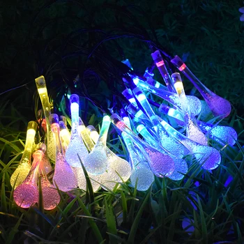 20 led nizove svjetiljki Water Drop na solarni pogon LED Fairy Light za vjenčanje Božićni domjenak festivala Vanjskog uređenja prostora - Slika 1  