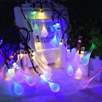 20 led nizove svjetiljki Water Drop na solarni pogon LED Fairy Light za vjenčanje Božićni domjenak festivala Vanjskog uređenja prostora - Slika 2  