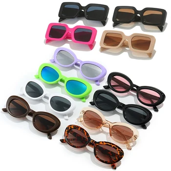 Polarizirane sunčane naočale u debelo kvadratni okvir za žene i muškarce Y2K U pravokutnog transparentan ivicom Sunčane naočale UV400 trend nijanse - Slika 1  