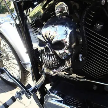 Torbica za rog s lubanjom za moto Softails Dena Case za Harleys Sportser Street Uzorak rog od smole zvono za ukras motocikla - Slika 2  