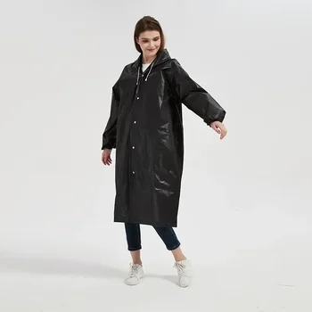 Odjeća za kišu za kampiranje, crna kvalitetan ženska odjeća za kišu, obložen muško odijelo, kaput unisex, vodootporan - Slika 1  