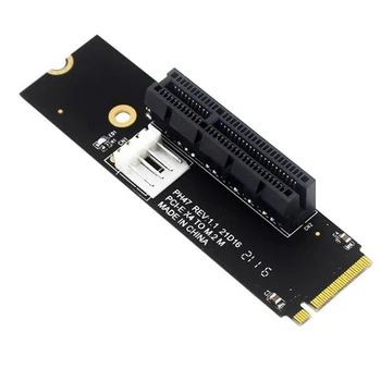 2X NGFF M. 2 PCI-E 4X Riser Card M2 M Ključ Za Karticu pci-e X4 Sa Led Indikatorom SATA Power Riser Za Майнинга Биткоинов - Slika 1  