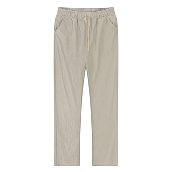 Gospodo, pamuk, lanene hlače Muške jesenje nove prozračna ravnici lanene hlače za fitness Uličnu odjeću S-3XL - Slika 1  
