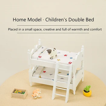 1/12 lutkine Minijaturne kreveta na kat, model namještaja, mini-kućica za lutke, dekor dječje sobe, dječje igračke za pretenzija - Slika 1  