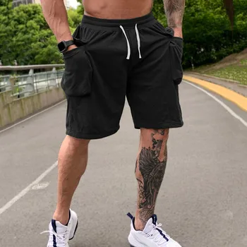 Kratke hlače Little L Men I Fit, gospodo trening gaćice mrežaste muške teniske kratke hlače, muške i ljetne čvrste sportske kratke hlače čipka-up s više džepova za fitness - Slika 2  