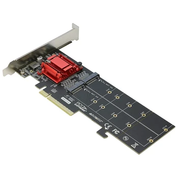 Dvostruki adapter NVMe PCIe, M. 2 NVMe SSD-ovi za PCI-E, sa podrškom za kartice 3.1 X8/X16 M. 2 (ključ M) NVMe SSD 22110/2280/2260/2242 - Slika 1  