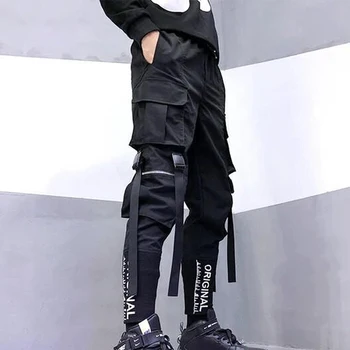 Elegantne Modne muške hlače u stilu харадзюку u stilu hip-hop, vanjska odjeća, hlače-teretni za muškarce, Джоггеры s džepovima i vrpce, modne muške hlače za trčanje - Slika 1  