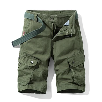 Muške ljetne svakodnevne kratke hlacice, slobodne sportske hlače-teretni od čistog pamuka s više džepova, Udobne hlače nikla - Slika 1  