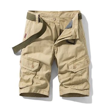 Muške ljetne svakodnevne kratke hlacice, slobodne sportske hlače-teretni od čistog pamuka s više džepova, Udobne hlače nikla - Slika 2  