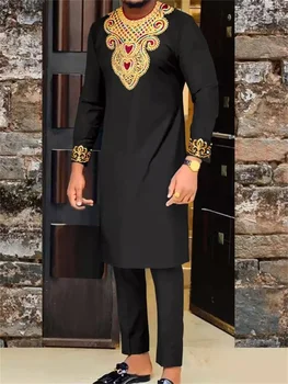 Muški moderan luksuzni odijelo-dvojka iz crnog zlata - Slika 1  