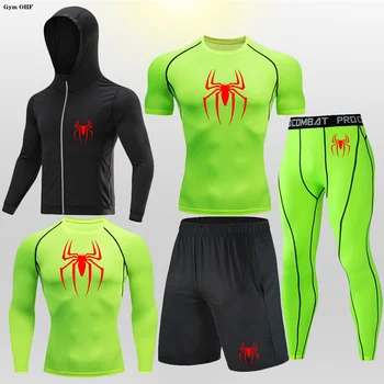 nove majice menOutdoor za bodybuilding, jiu-jitsu, MMA + komplet hlače, muški sportski odijelo za fitness i kickboxing s po cijeloj površini - Slika 1  