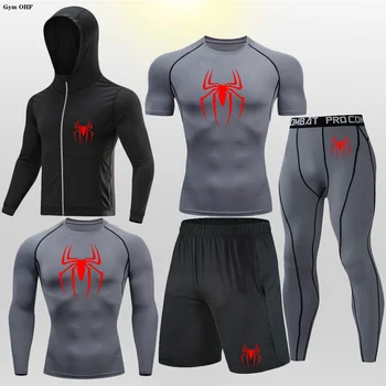 nove majice menOutdoor za bodybuilding, jiu-jitsu, MMA + komplet hlače, muški sportski odijelo za fitness i kickboxing s po cijeloj površini - Slika 2  