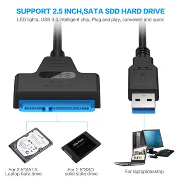 Kabel USB 3.0 2.0, SATA 3 Sata Adapter-USB 3.0 brzine prijenosa podataka do 6 Gb/s Podrška za 2,5-inčni vanjski tvrdi disk, SSD Hard disk 22-Pinski kabel Sata III - Slika 2  