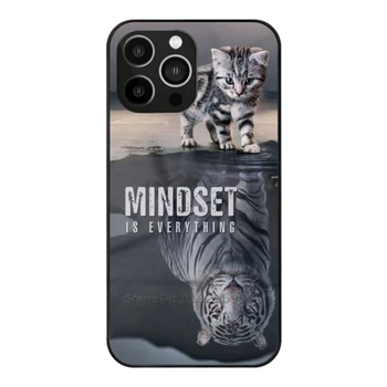 Razmišljanje-To je Sve, Torbica Od Kaljenog Stakla Za Iphone 14 13 12 11 Pro Max Mini X Xs Xr Max 8 7 5S 6S Mindset Motivation Lion - Slika 1  