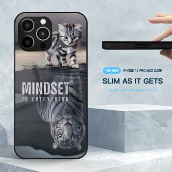 Razmišljanje-To je Sve, Torbica Od Kaljenog Stakla Za Iphone 14 13 12 11 Pro Max Mini X Xs Xr Max 8 7 5S 6S Mindset Motivation Lion - Slika 2  