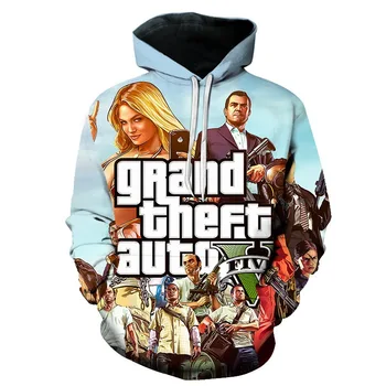 Jesenski muška majica s kapuljačom serije 3D Grand Theft Auto, majica sa po cijeloj površini, svakodnevne trendi ženski veste Y2K, pulover velike veličine, Sudaderas - Slika 2  
