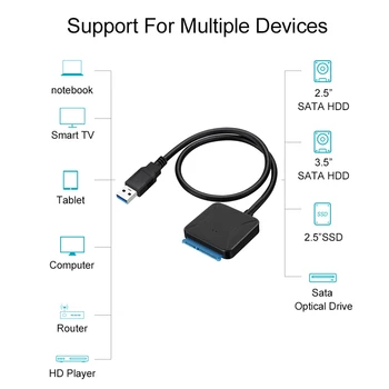 VRUĆI Adapter USB 3.0 Na Sata Kabel-Pretvarač USB3.0 Kabel-Pretvarač Hard Disk Seagate Samsung WD 2,5 3,5 HDD SSD Adapter - Slika 2  