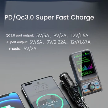 QC3.0 Brzo punjenje Auto Bluetooth, MP3 player, FM odašiljač HD ekran u Boji i Pribor za vozila - Slika 2  