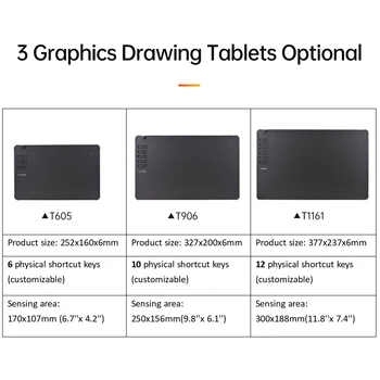 Grafički tablet za crtanje VINSA T1161 ultra-tanki za skiciranje pomoću stylus bez baterije, 8 vrhove pera, 8192 Razinu tlaka - Slika 2  