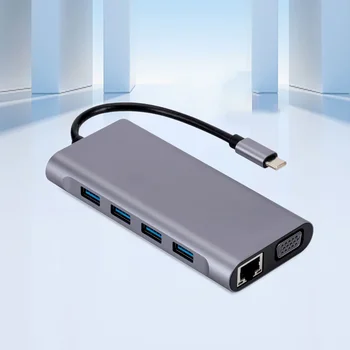 4k HDMI-kompatibilni Adapter Type-C TF/ SD Card Reader, Многопортовый Adapter za Prijenos Podataka 5 Gbit/s, Ethernet Port VGA za Laptop - Slika 2  