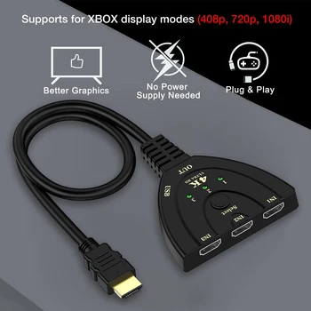 4K 2K 3D HDMI-kompatibilnu Prekidač 1080P Mini 3 Port Video Switcher Hub 30Hz 3D Switch Splitter 3 u 1 Port Hub za Xbox DVD HDTV - Slika 1  