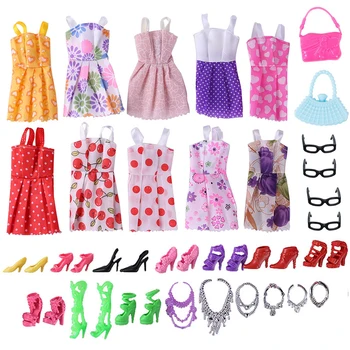 modna odjeća za lutke 32шт od poliestera slučajnog boje, zbirka Fairy, mini-odjeća s naočalama i torbicom za djevojčice, poklon pribor - Slika 1  