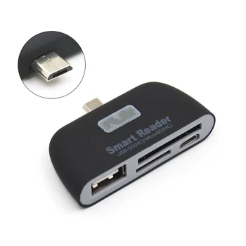 Višenamjenski Čitač Pametnih kartica OTG USB 2.0 SD TF CardReader s Micro USB Priključkom za Картридеров Novi Android Smartphone - Slika 2  
