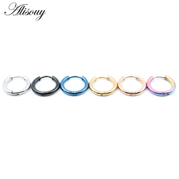 Alisouy 2 komada 2,5 mm Male Masivni naušnice-prstenovi od nehrđajućeg čelika za muškarce i žene, crni okrugli prsten za uši, spiralni nakit za piercing - Slika 2  
