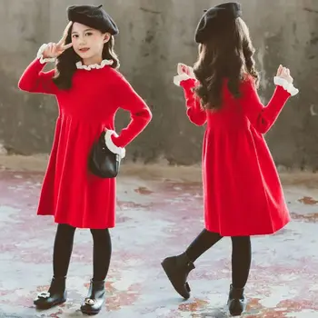 Haljina za djevojčice 2021, Novu Jesensko-Zimsko Haljinu-džemper U Korejskom Modernom Stilu, Monotone Haljina Princeze s Drvenim Ušima Za Djevojčice, Dječje Odijevanje - Slika 1  