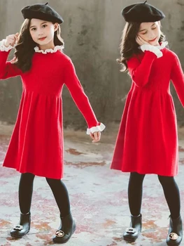 Haljina za djevojčice 2021, Novu Jesensko-Zimsko Haljinu-džemper U Korejskom Modernom Stilu, Monotone Haljina Princeze s Drvenim Ušima Za Djevojčice, Dječje Odijevanje - Slika 2  