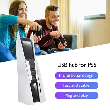 Novi USB razdjelnik-mid-USB hub 5-portni USB hub-razdjelnik-produžni kabel Brzi adapter je pretvarač za PlayStation 5 - Slika 1  