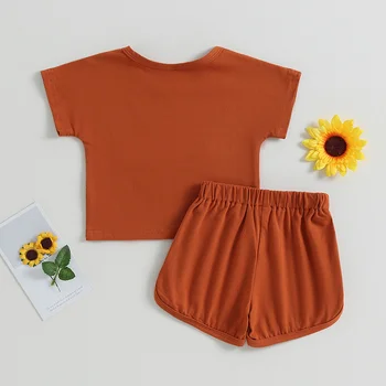 Komplet ljetnih gaćice za djevojčice, svakodnevni ljetna odjeća, majice s okruglog izreza i kratke hlače s fleksibilnim gumicom u struku - Slika 2  