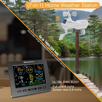 0365 7-u-1 WiFi vremenska stanica Za praćenje temperature u prostoriji i vani, vlažnost, brzina vjetra, kiše, Bežični konzole, podataka prognoze - Slika 2  