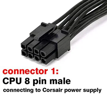 Konektor za CPU 8 Pin priključak CPU 8 Pin (4 + 4) EPS-12V Kabel-ac Adapter za Napajanje matične ploče za Jedinicu Napajanja Corsair (60 cm) - Slika 2  