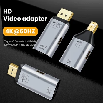 USB C Type-C Ženski na HDMI kompatibilnim prilagodnikom za DP miniDP s priključkom za video visoke razlučivosti 4K pri 60 Hz (sučelje, kompatibilno s MINI DP) - Slika 2  