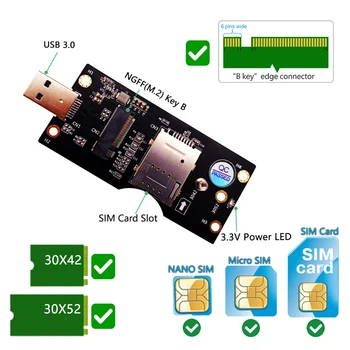Krupan Praktičan Višenamjenski Klasična karta-pretvarač NGFF M. 2 USB 3.0 priključak za SIM kartice 8pin za 3G/ 4G/5G - Slika 2  
