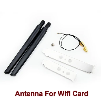 Kit antenu 2x6DBi RP-SMA S Удлинительным kabelom IPEX MHF4 2,4 Ghz i 5 Ghz dual-band Za M. 2 Wifi Kartice za Intel AX200 AX210 - Slika 1  